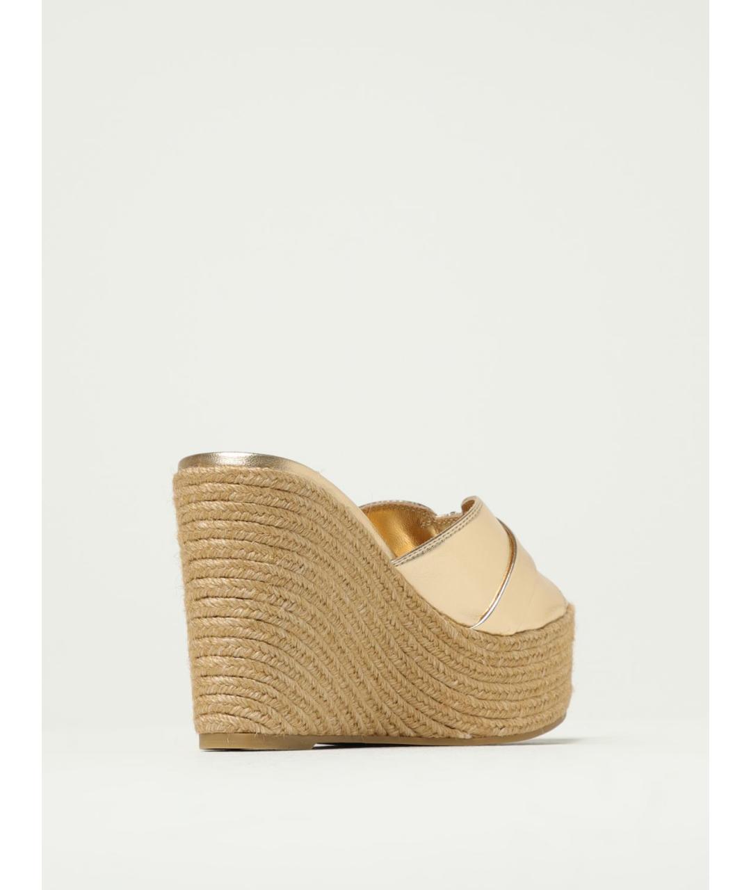 JIMMY CHOO Золотые кожаные мюли, фото 3