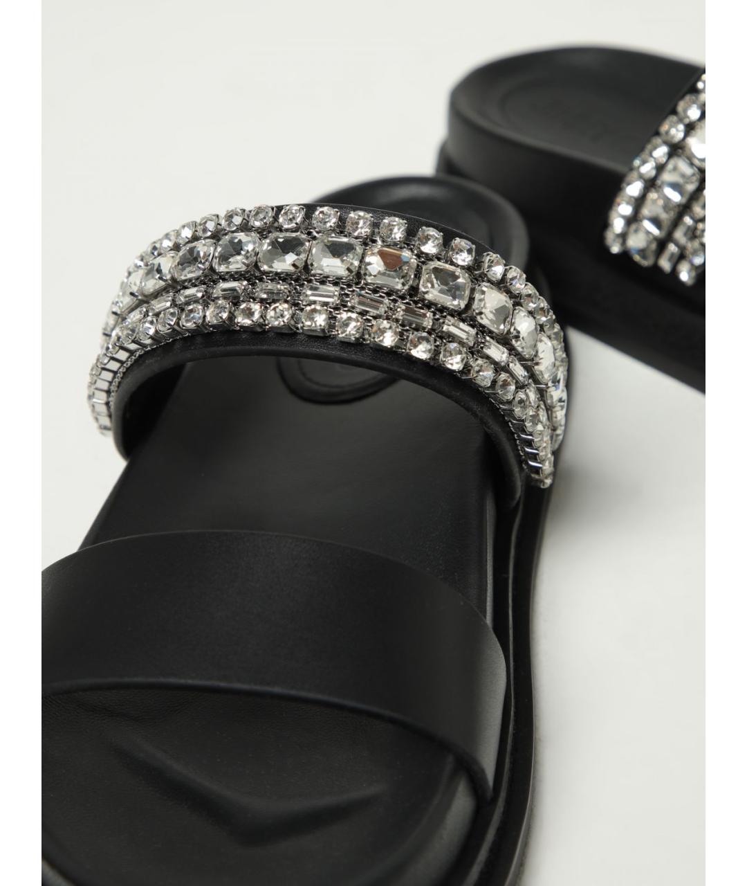 JIMMY CHOO Черные кожаные шлепанцы, фото 4