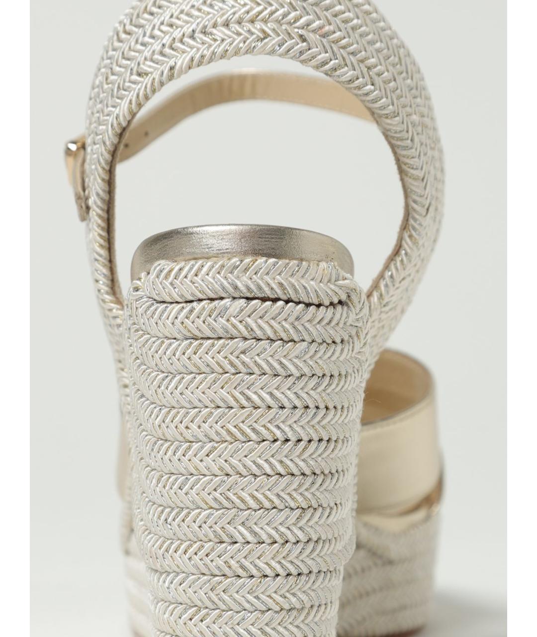 JIMMY CHOO Золотые кожаные босоножки, фото 4