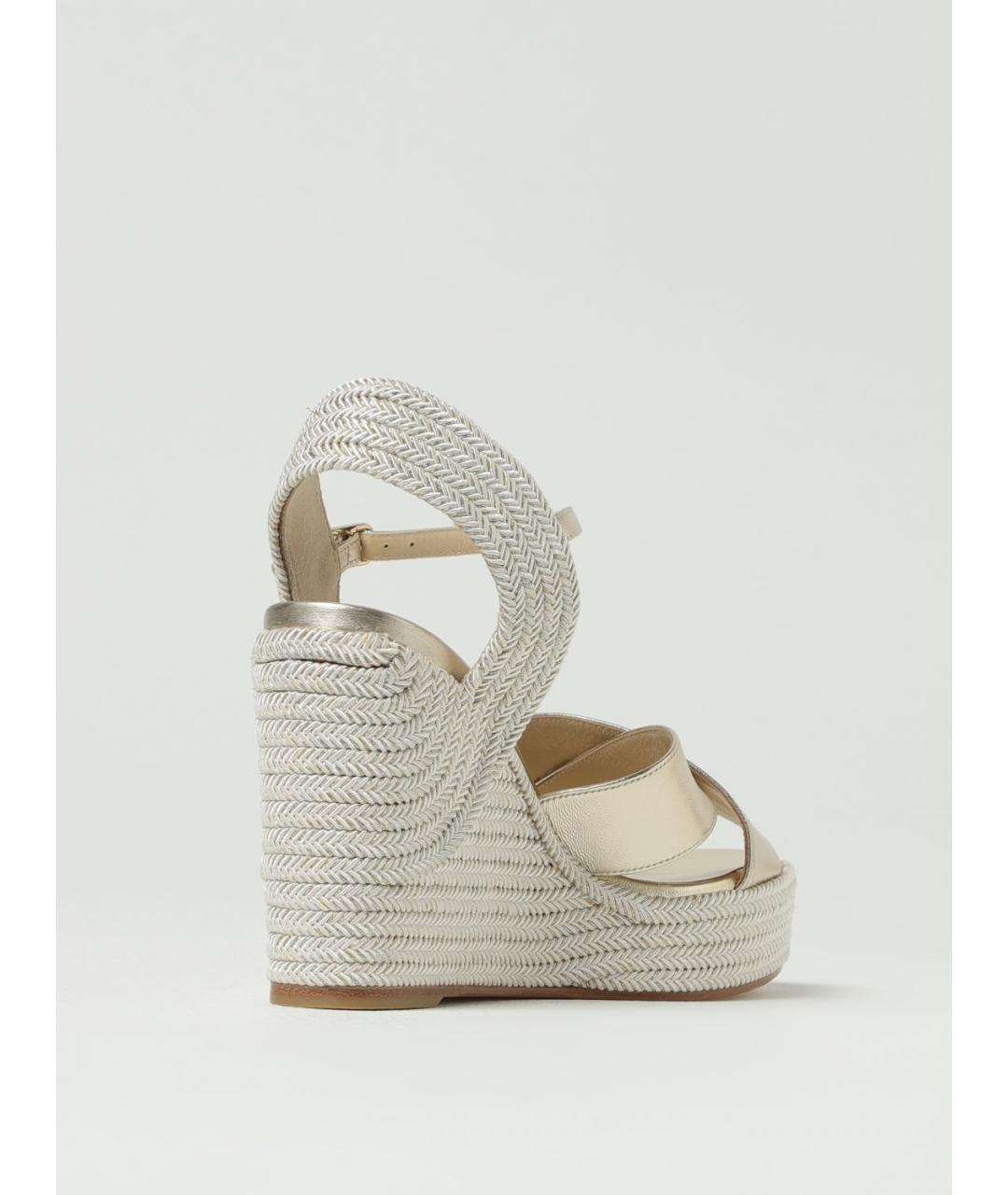 JIMMY CHOO Золотые кожаные босоножки, фото 3
