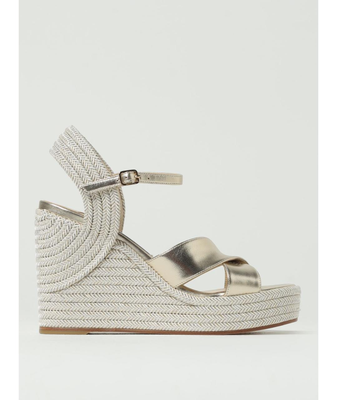 JIMMY CHOO Золотые кожаные босоножки, фото 5