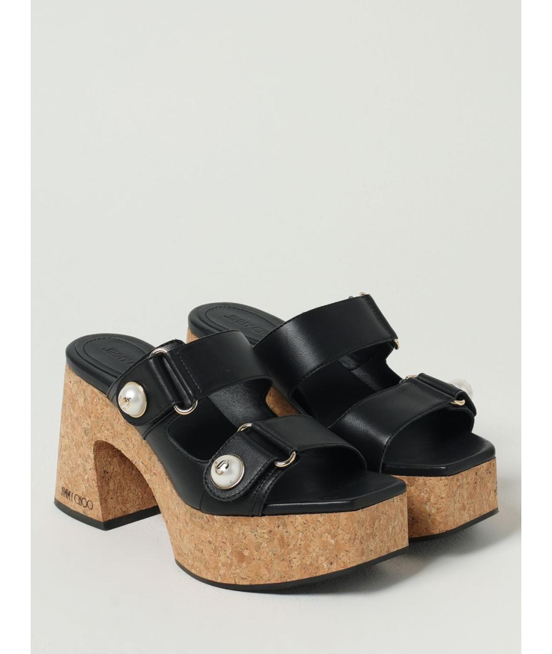 JIMMY CHOO Черные кожаные мюли, фото 2