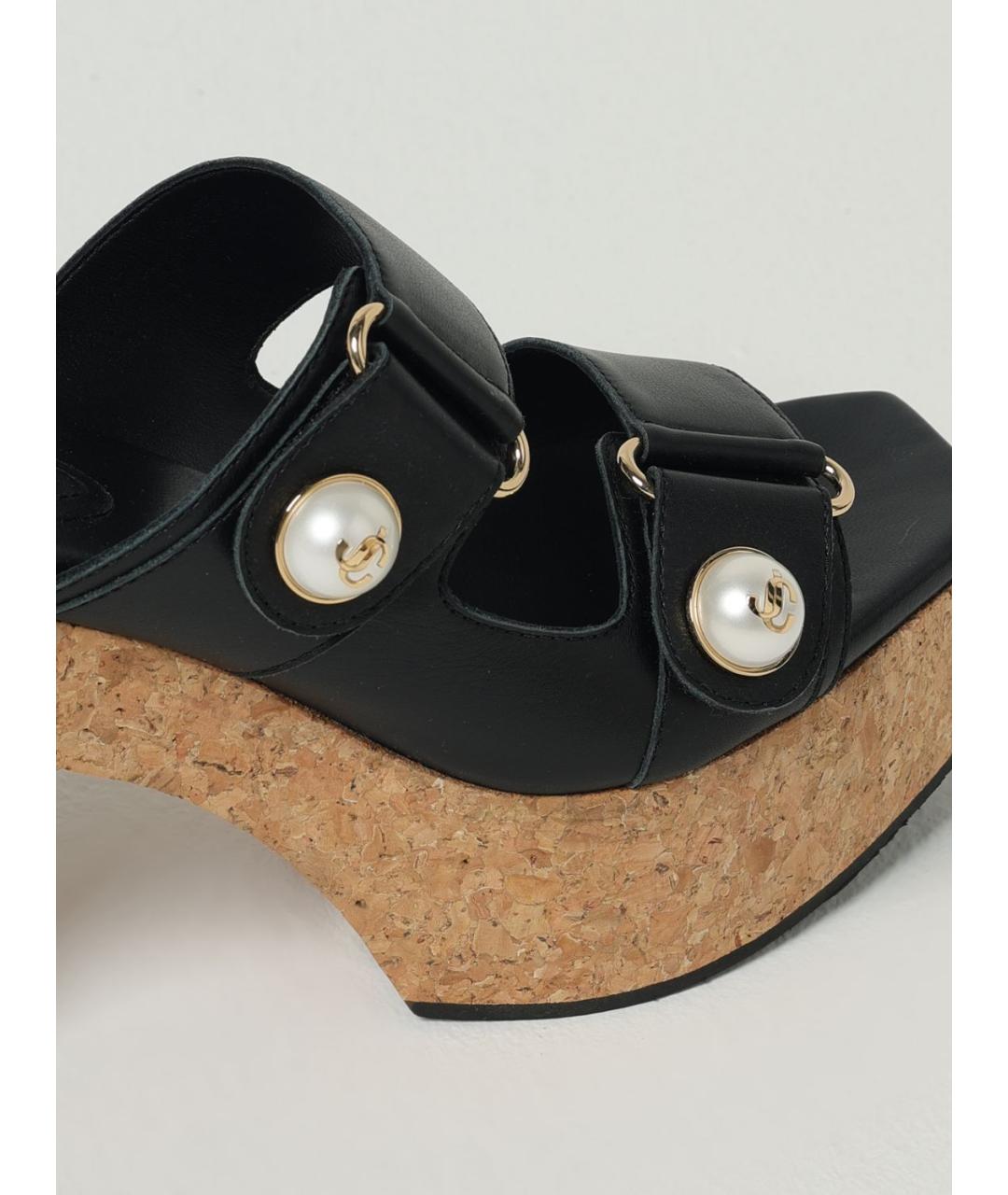 JIMMY CHOO Черные кожаные мюли, фото 4