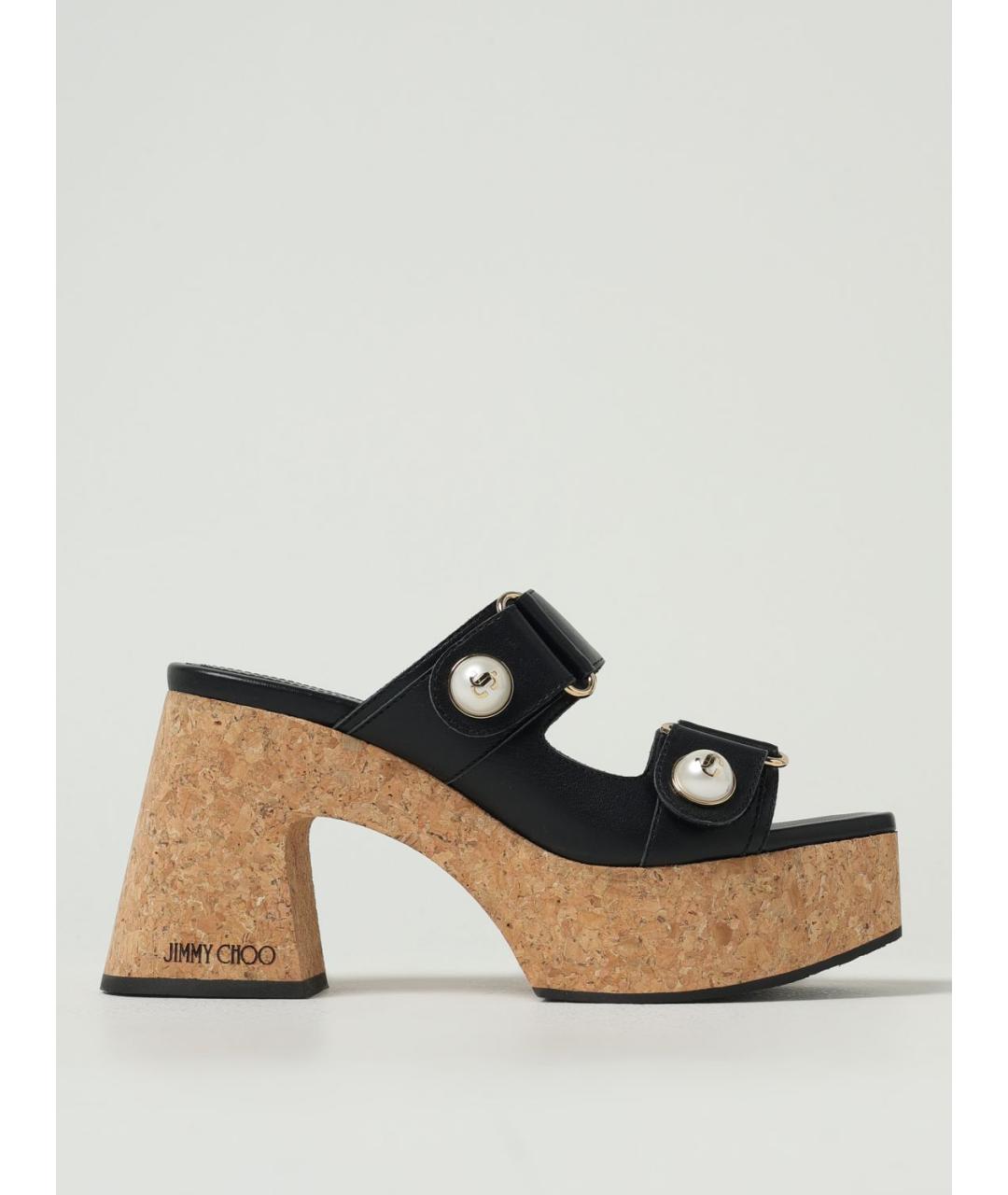 JIMMY CHOO Черные кожаные мюли, фото 5