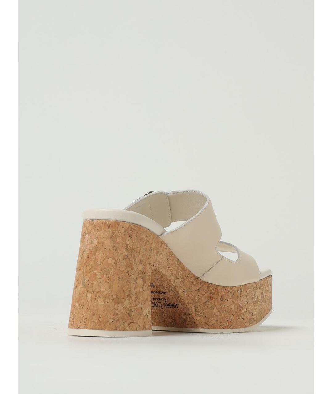 JIMMY CHOO Бежевые кожаные мюли, фото 3