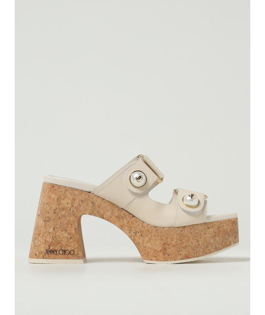 JIMMY CHOO Бежевые кожаные мюли, фото 5