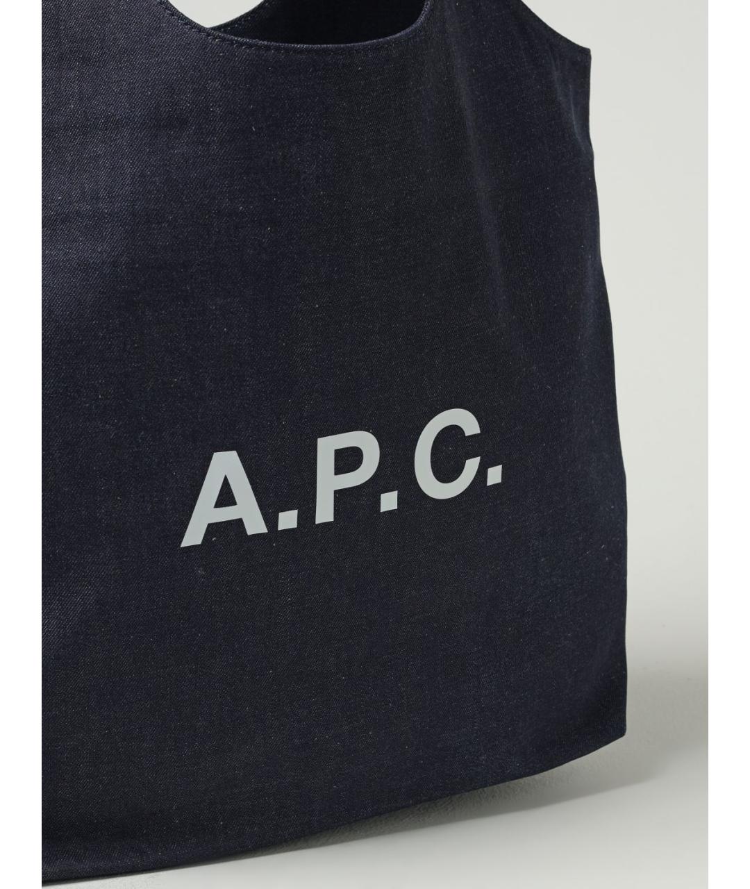 A.P.C. Синяя тканевая сумка тоут, фото 3