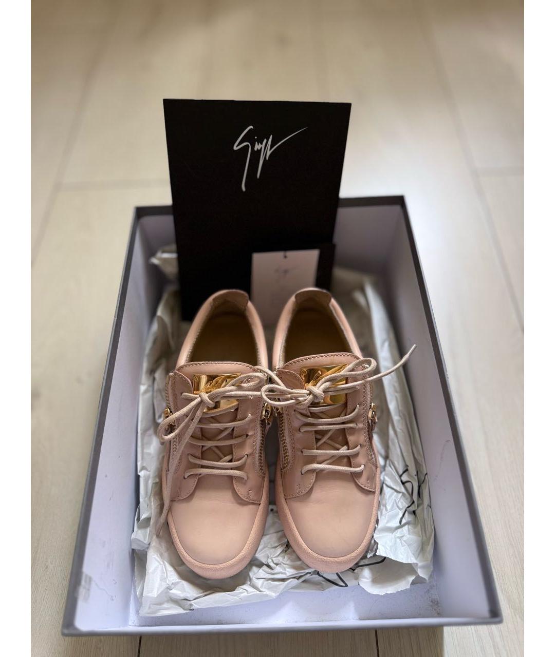 GIUSEPPE ZANOTTI DESIGN Бежевые кожаные кеды, фото 6