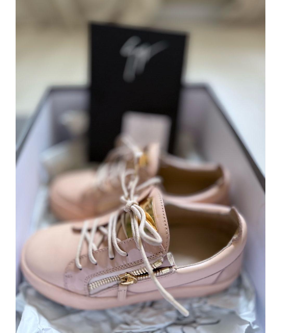 GIUSEPPE ZANOTTI DESIGN Бежевые кожаные кеды, фото 8