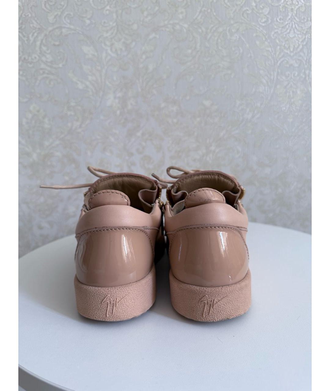 GIUSEPPE ZANOTTI DESIGN Бежевые кожаные кеды, фото 4