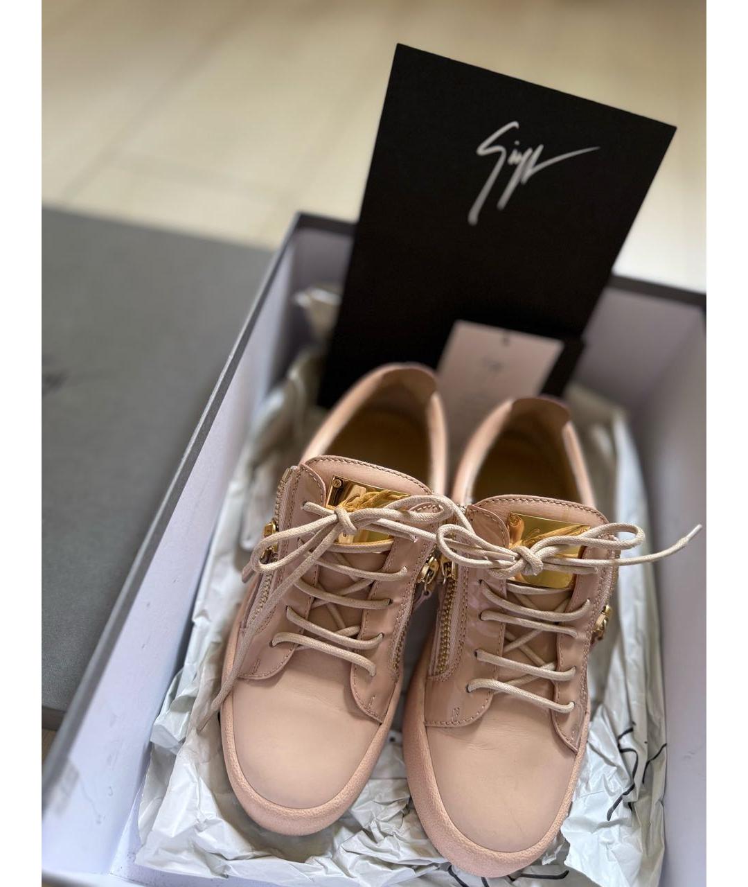 GIUSEPPE ZANOTTI DESIGN Бежевые кожаные кеды, фото 7
