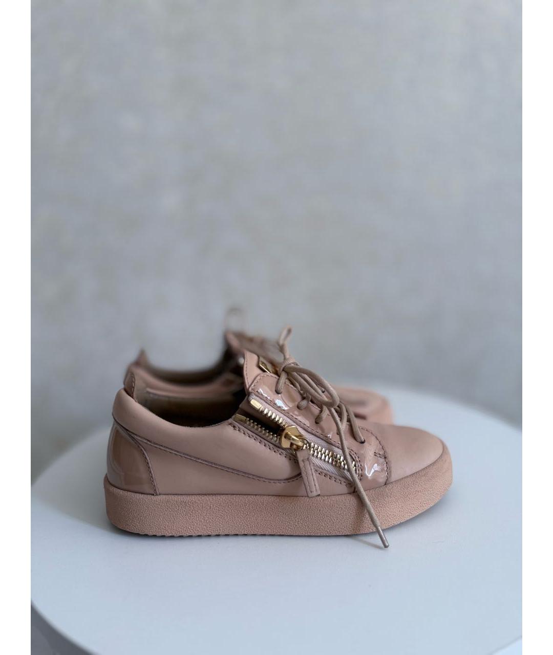 GIUSEPPE ZANOTTI DESIGN Бежевые кожаные кеды, фото 9