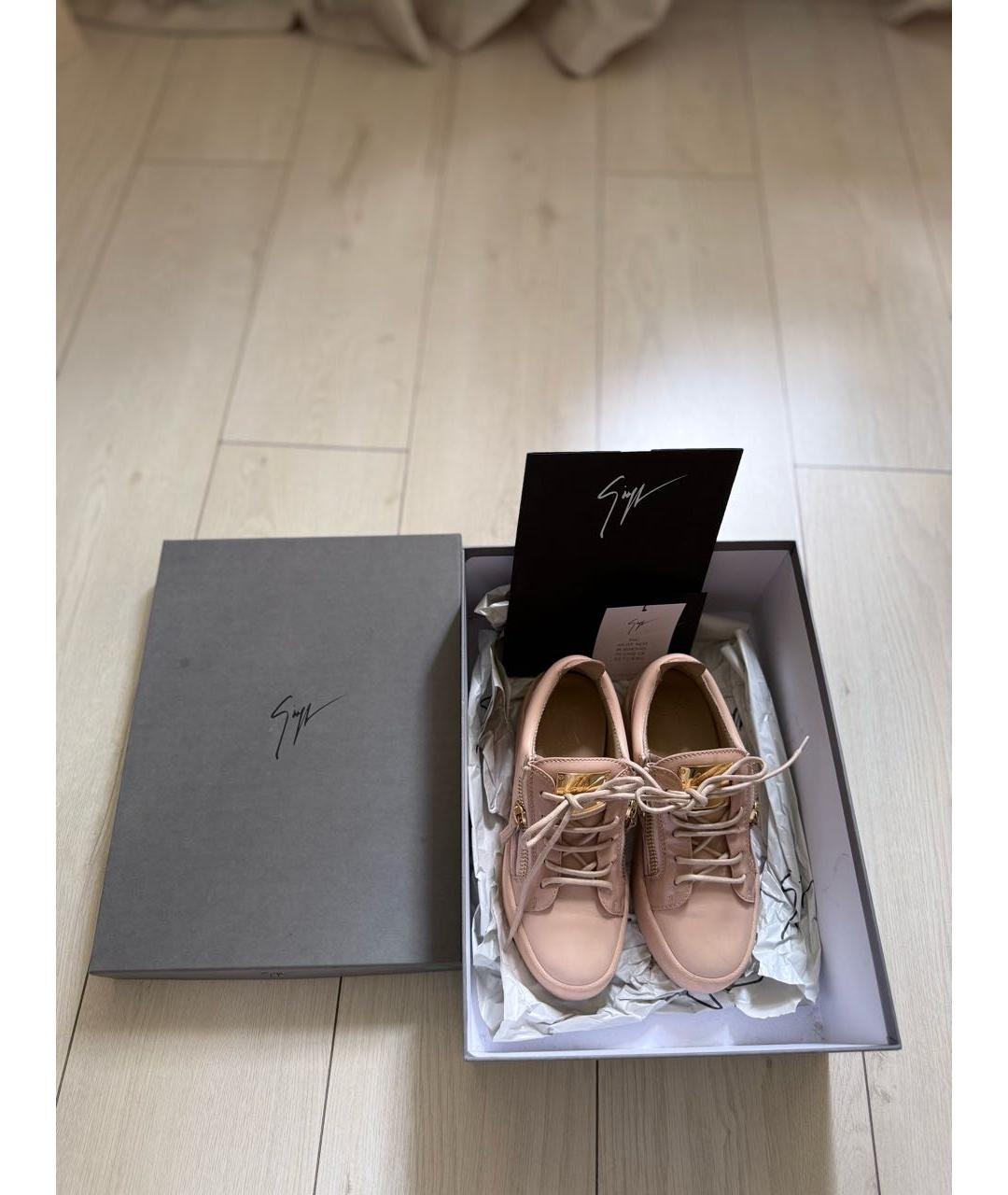 GIUSEPPE ZANOTTI DESIGN Бежевые кожаные кеды, фото 5