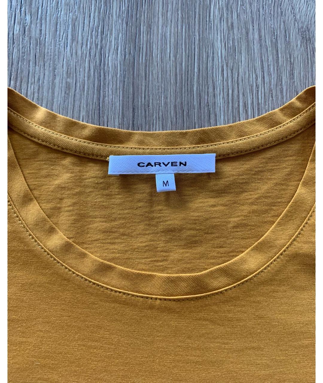 Carven Горчичная хлопковая футболка, фото 3