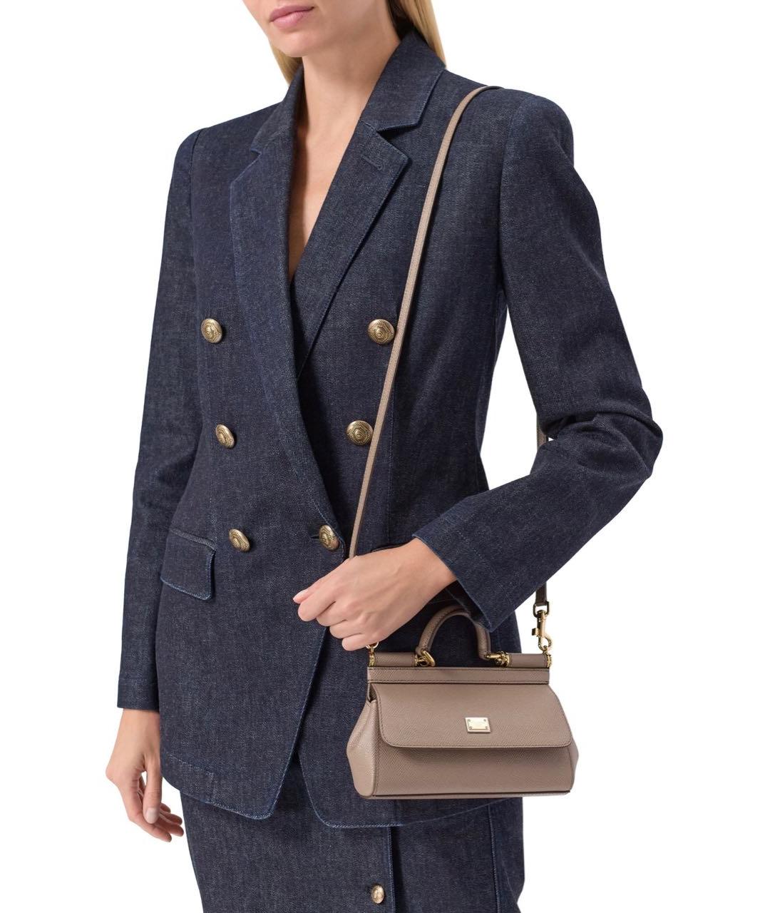 DOLCE&GABBANA Бежевая кожаная сумка с короткими ручками, фото 3