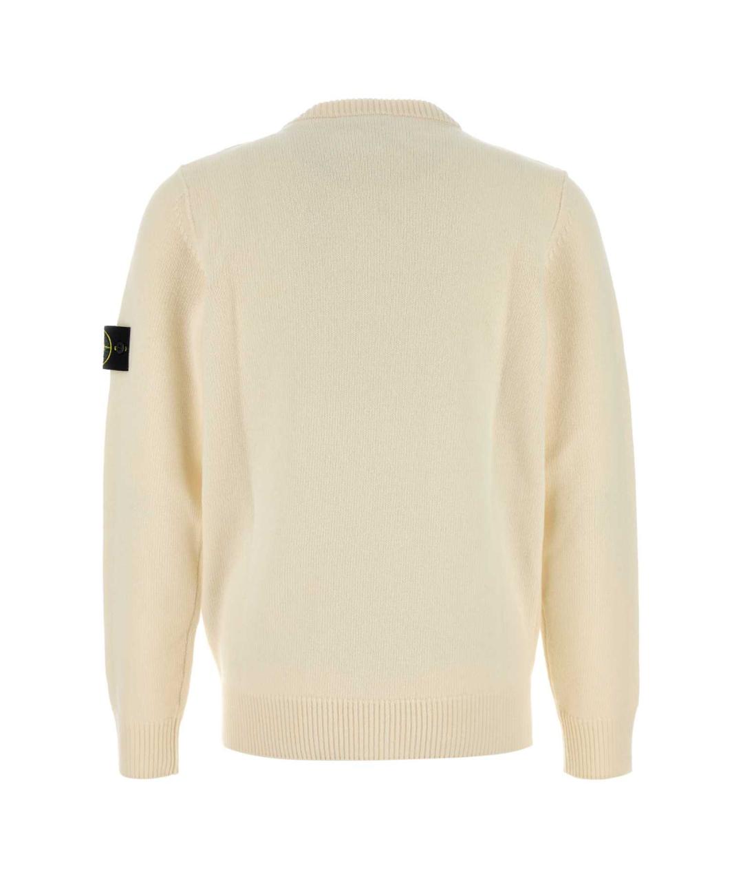 STONE ISLAND Бежевый шерстяной джемпер / свитер, фото 2