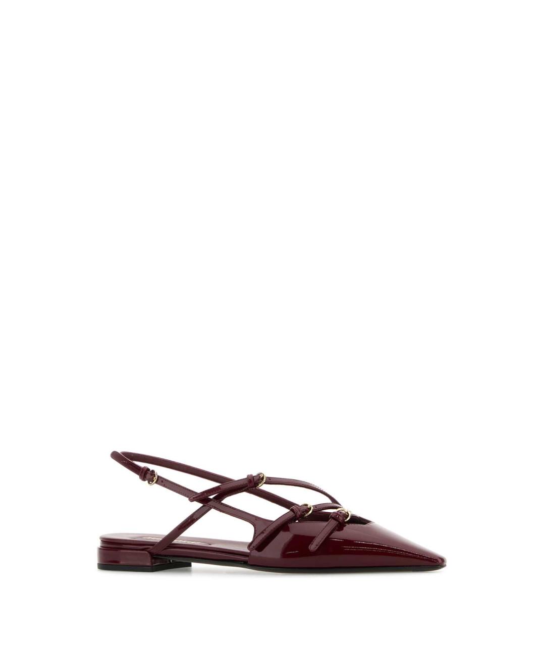 MIU MIU Бордовые кожаные балетки, фото 2