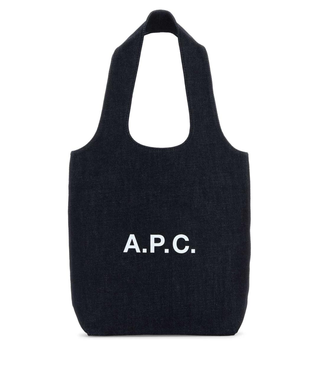 A.P.C. Темно-синяя хлопковая сумка тоут, фото 1