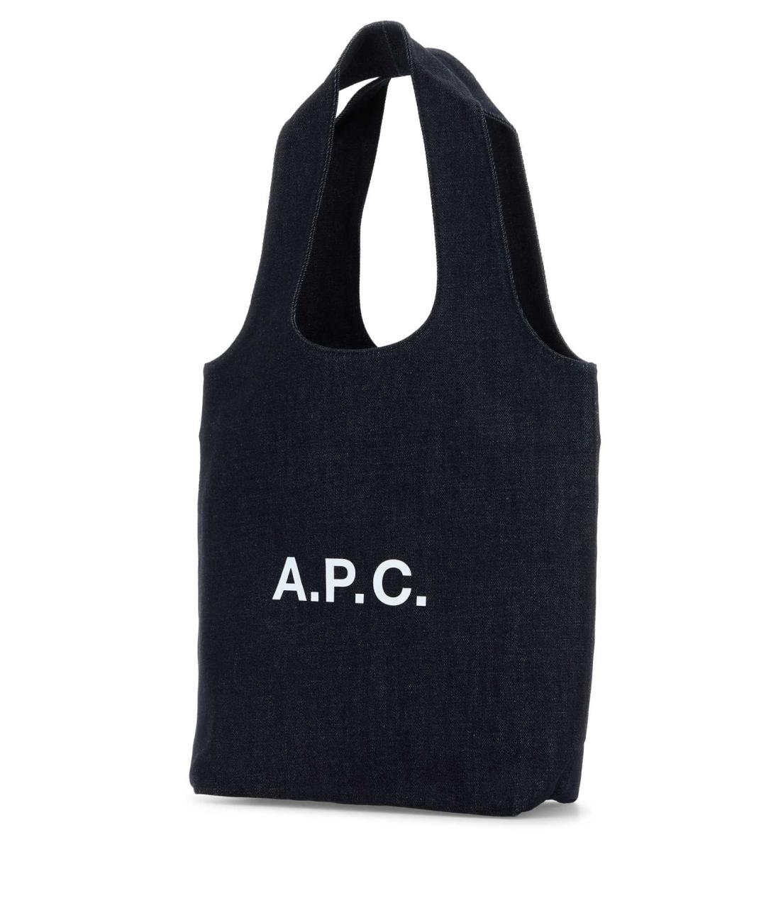 A.P.C. Темно-синяя хлопковая сумка тоут, фото 2