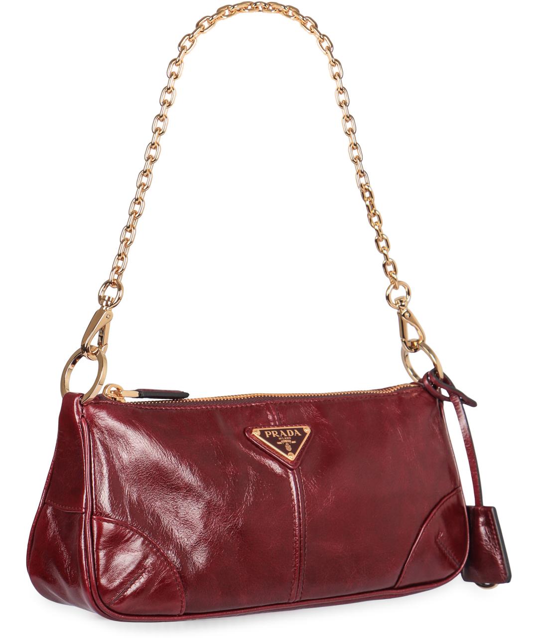 PRADA Бордовая кожаная сумка через плечо, фото 3