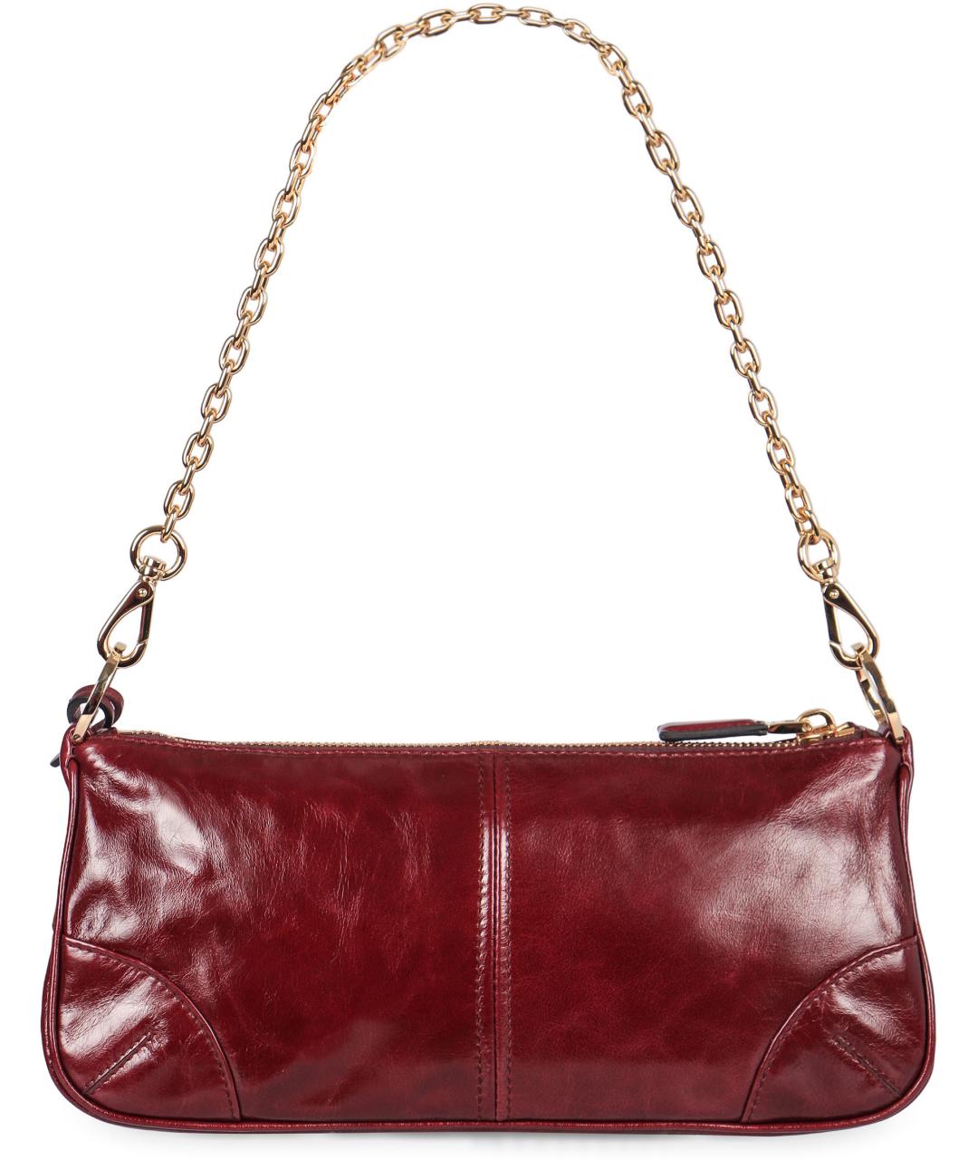 PRADA Бордовая кожаная сумка через плечо, фото 4