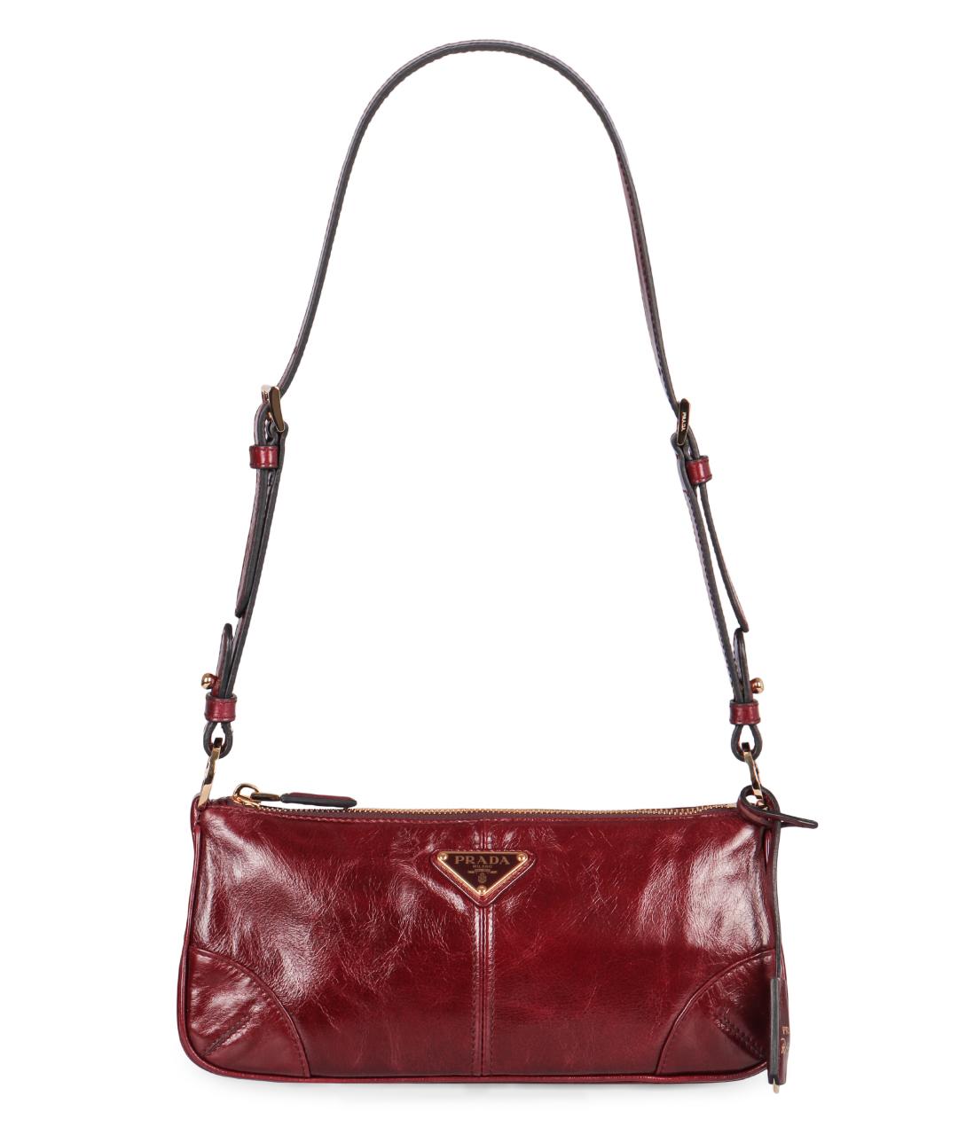 PRADA Бордовая кожаная сумка через плечо, фото 1