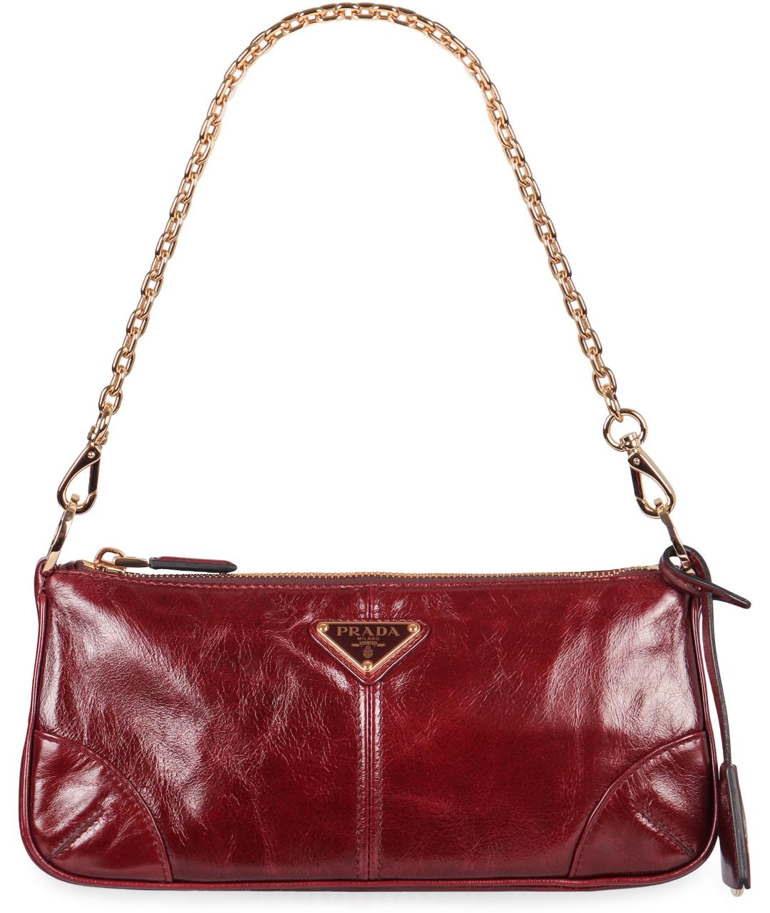 PRADA Бордовая кожаная сумка через плечо, фото 2