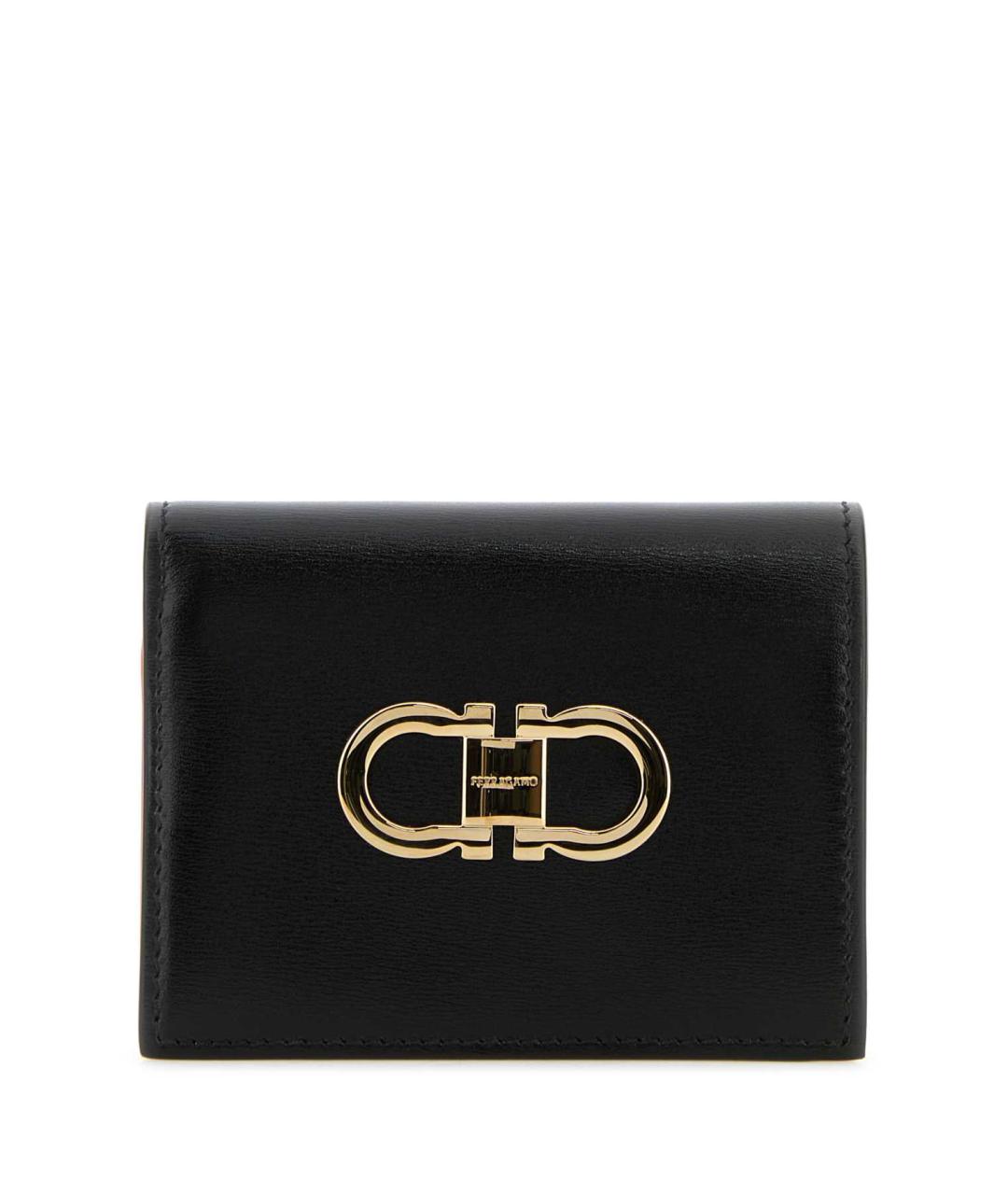 FERRAGAMO Черный кожаный кошелек, фото 1
