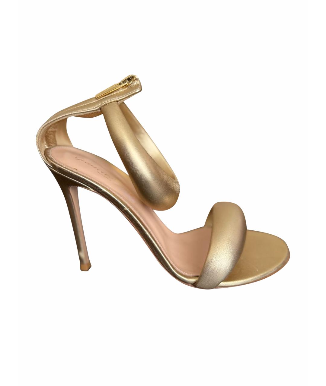 GIANVITO ROSSI Золотые кожаные босоножки, фото 1