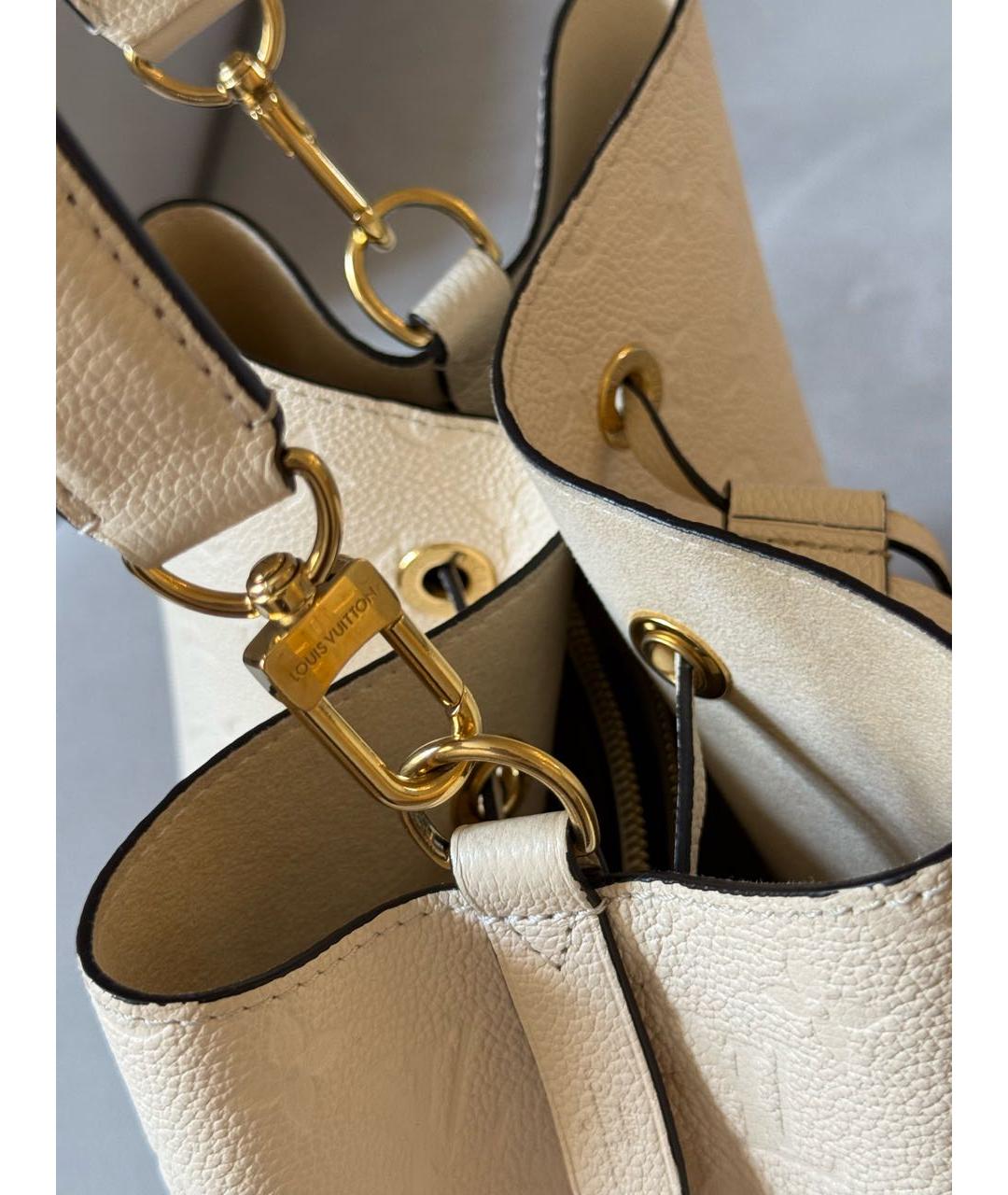 LOUIS VUITTON Бежевая кожаная сумка с короткими ручками, фото 6