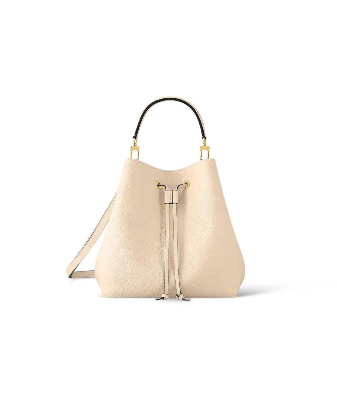 LOUIS VUITTON Бежевая кожаная сумка с короткими ручками, фото 9