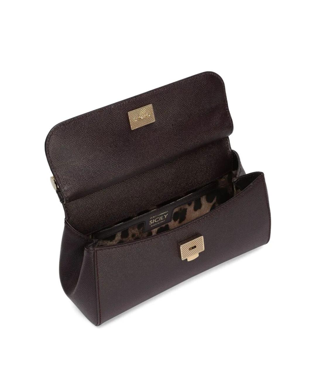 DOLCE&GABBANA Бордовая кожаная сумка с короткими ручками, фото 5