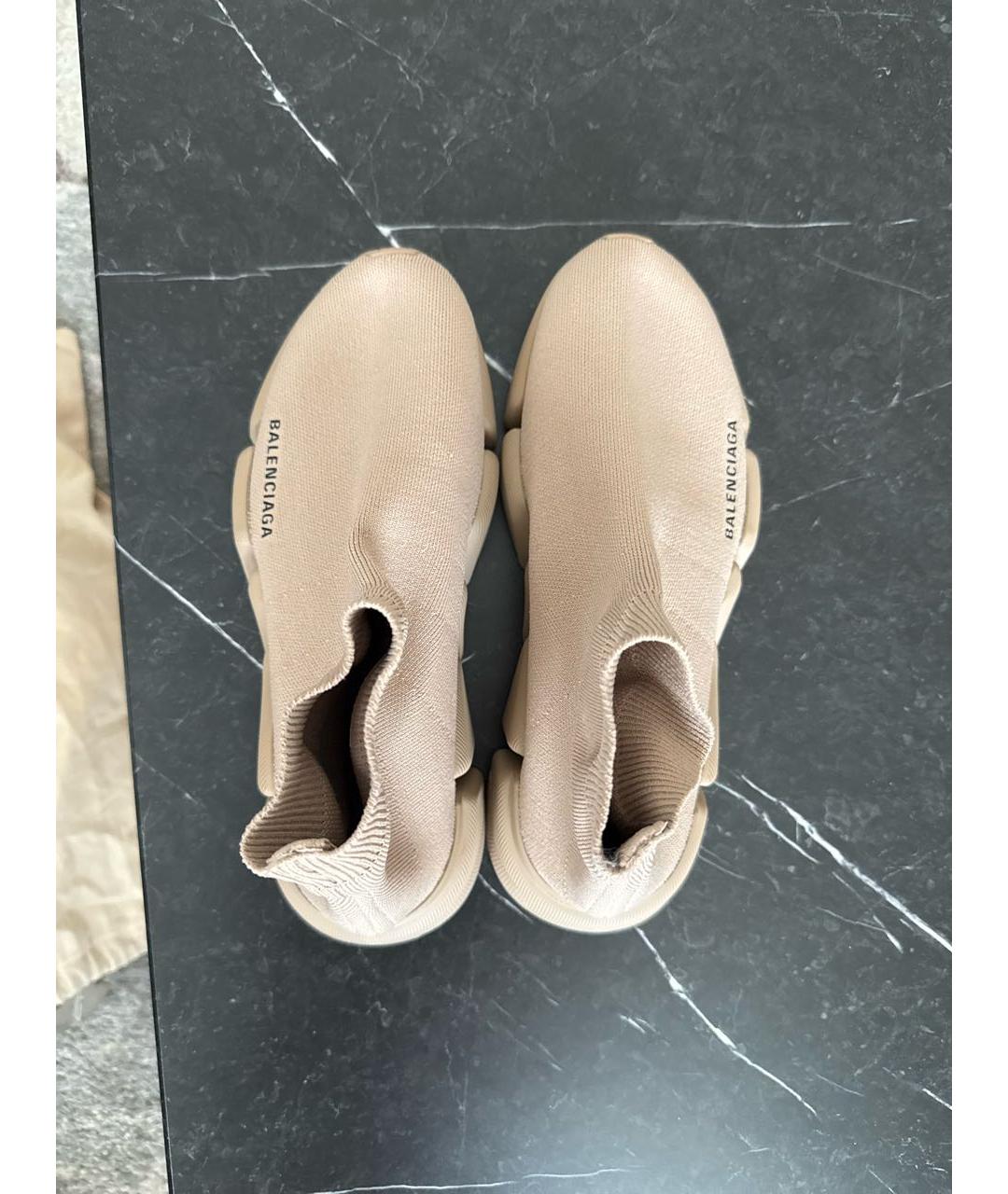 BALENCIAGA Бежевые текстильные кеды, фото 3