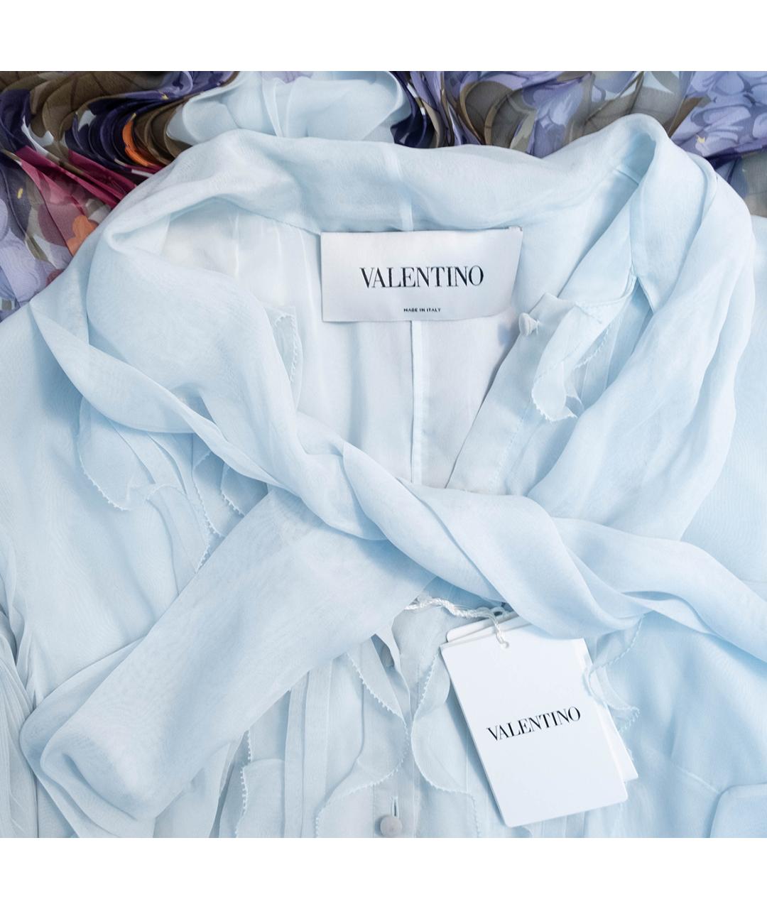 VALENTINO Голубое шелковое повседневное платье, фото 3