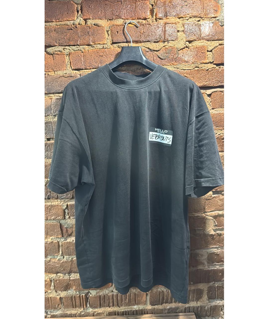 VETEMENTS Черная хлопковая футболка, фото 3