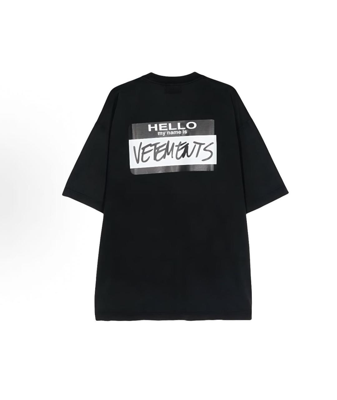 VETEMENTS Черная хлопковая футболка, фото 2