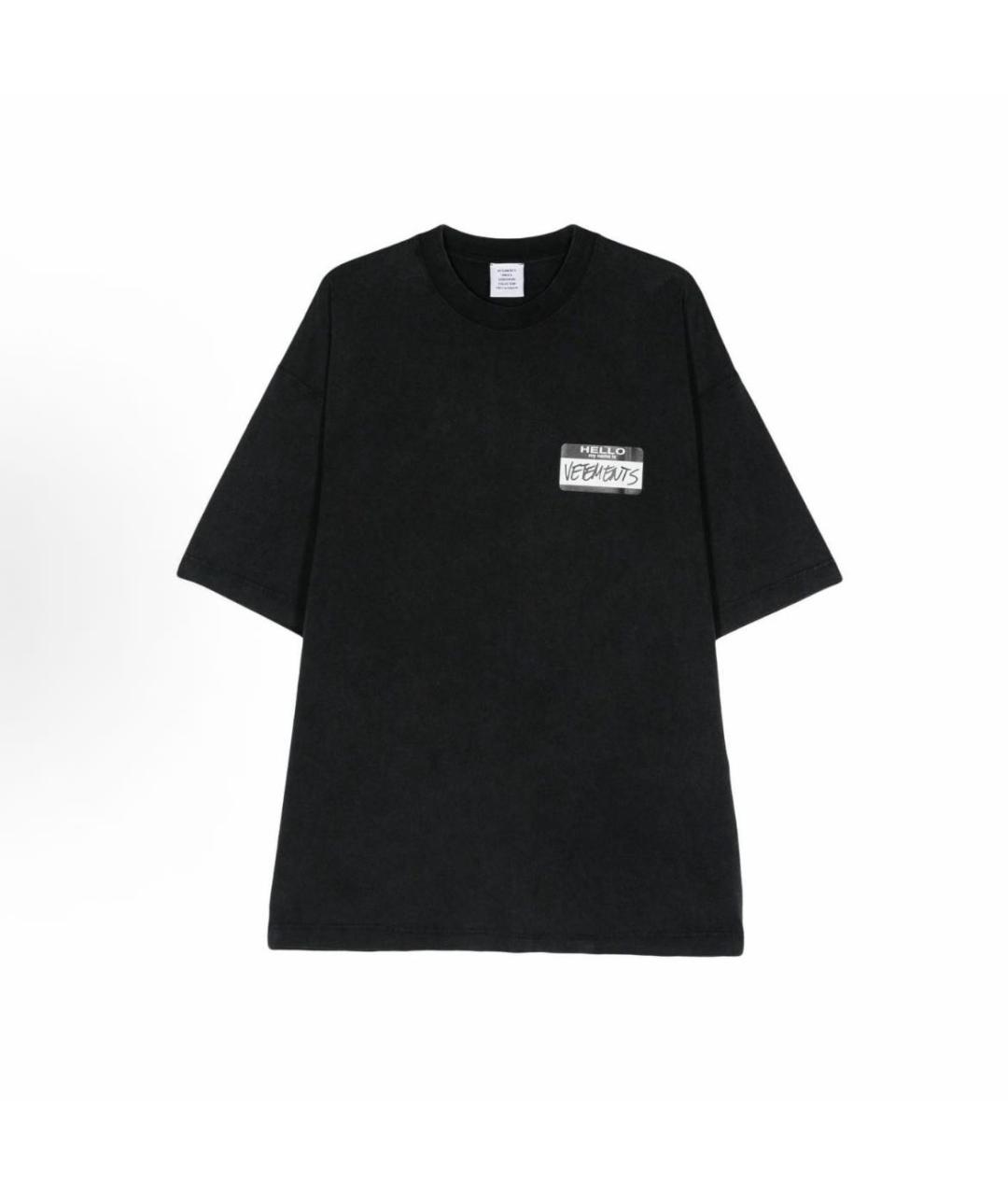VETEMENTS Черная хлопковая футболка, фото 1