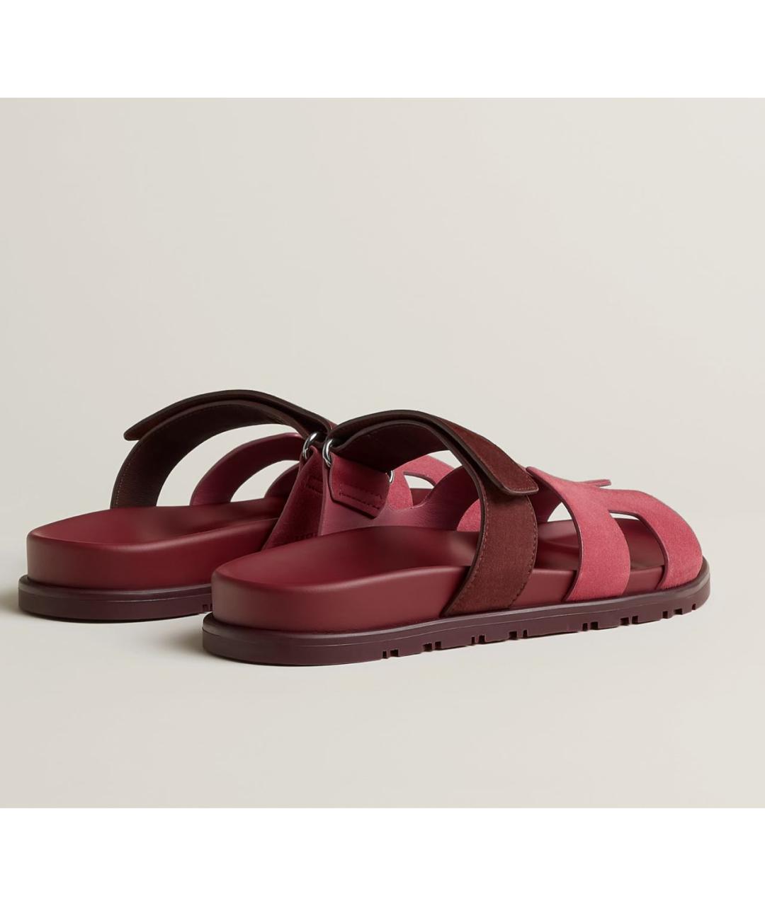 HERMES Бордовые замшевые сандалии, фото 4