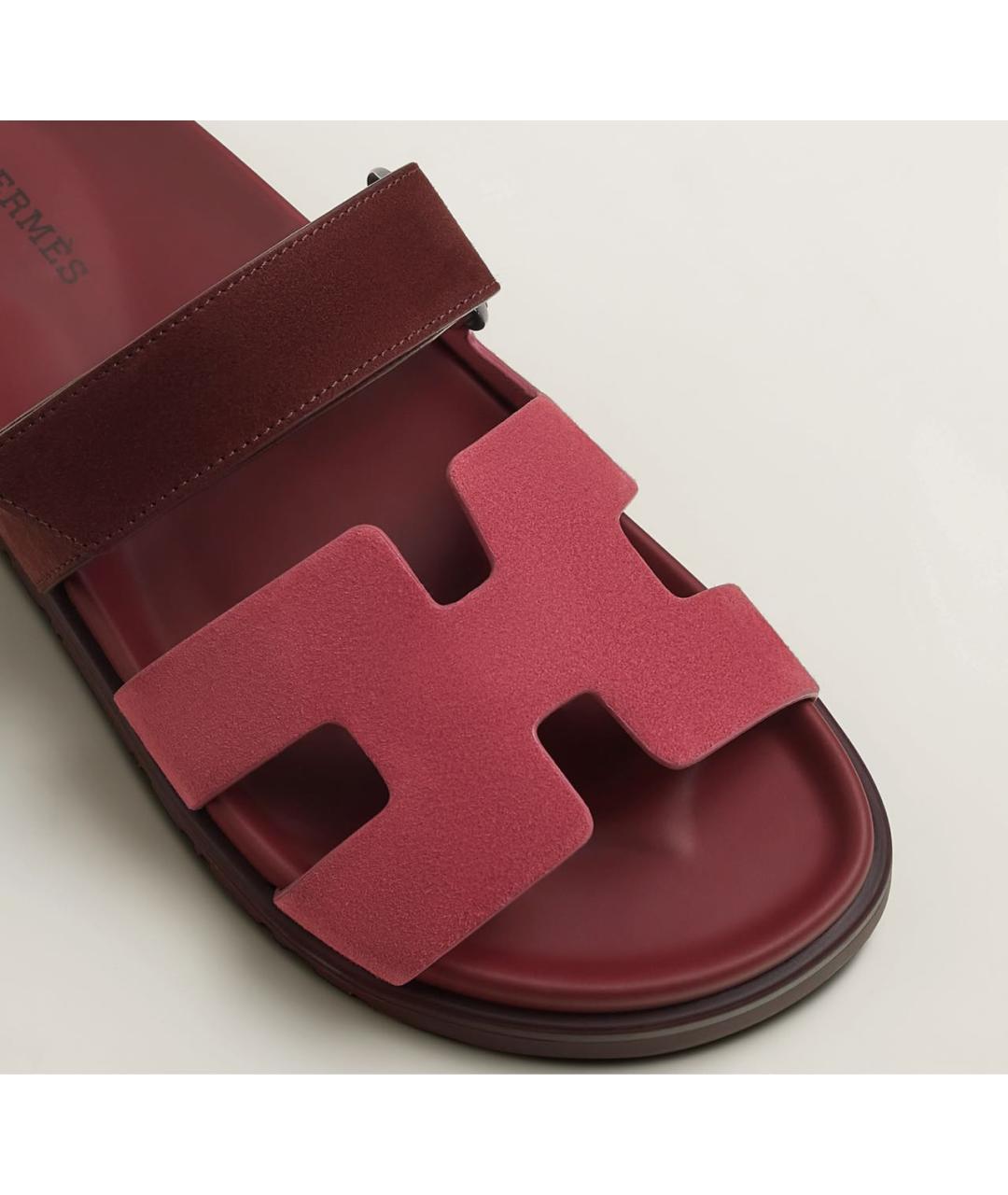 HERMES Бордовые замшевые сандалии, фото 2