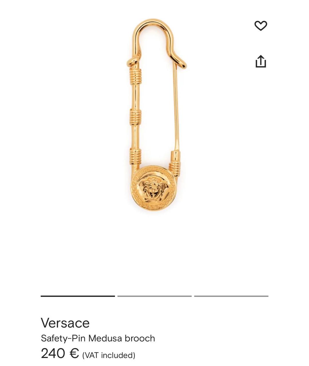 VERSACE Золотая металлическая булавка / брошь, фото 4