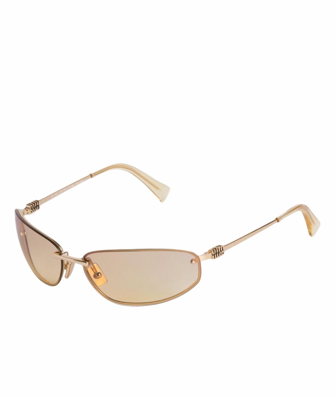 MIU MIU Золотые металлические солнцезащитные очки, фото 1