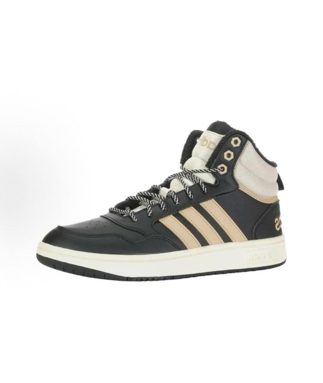 ADIDAS Черные кожаные высокие кроссовки / кеды, фото 3
