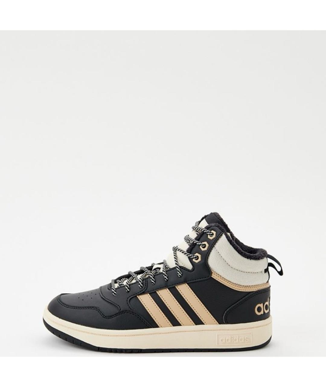 ADIDAS Черные кожаные высокие кроссовки / кеды, фото 2