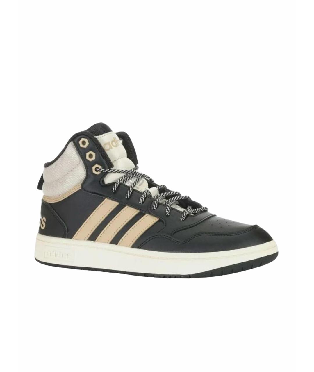 ADIDAS Черные кожаные высокие кроссовки / кеды, фото 1