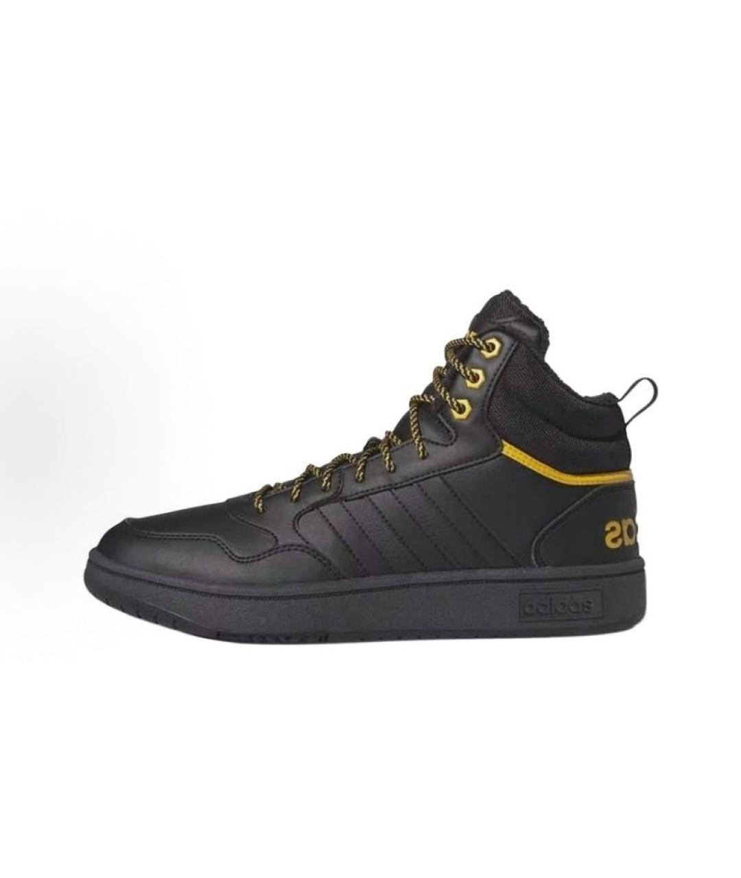ADIDAS Черные кожаные высокие кроссовки / кеды, фото 3