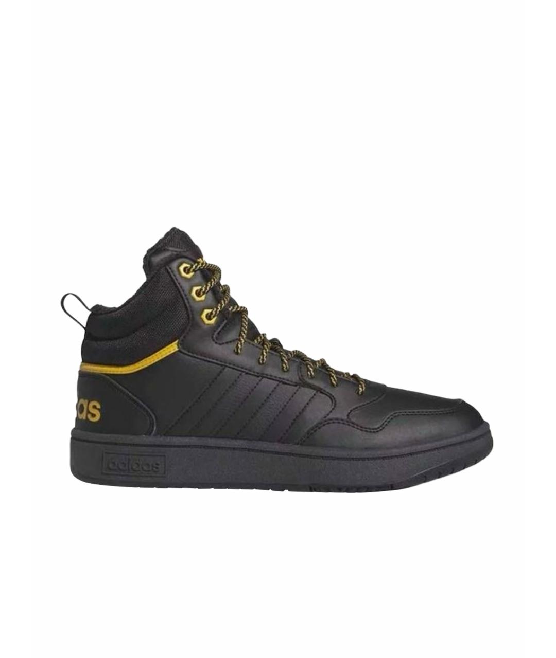 ADIDAS Черные кожаные высокие кроссовки / кеды, фото 1