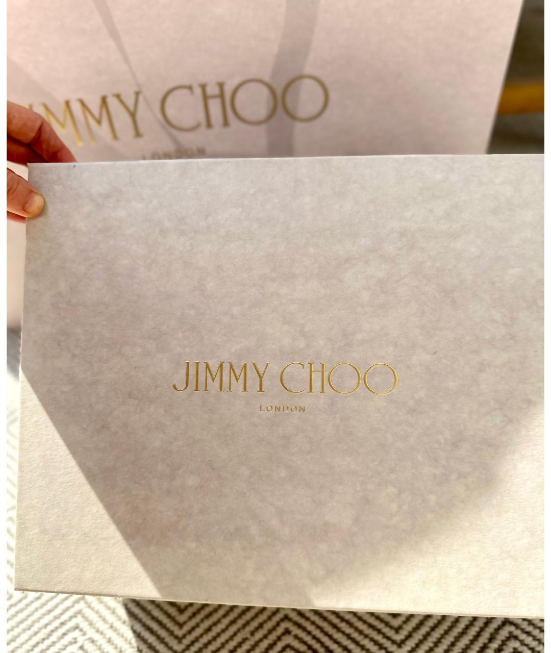 JIMMY CHOO Белые текстильные свадебные туфли на высоком каблуке, фото 8