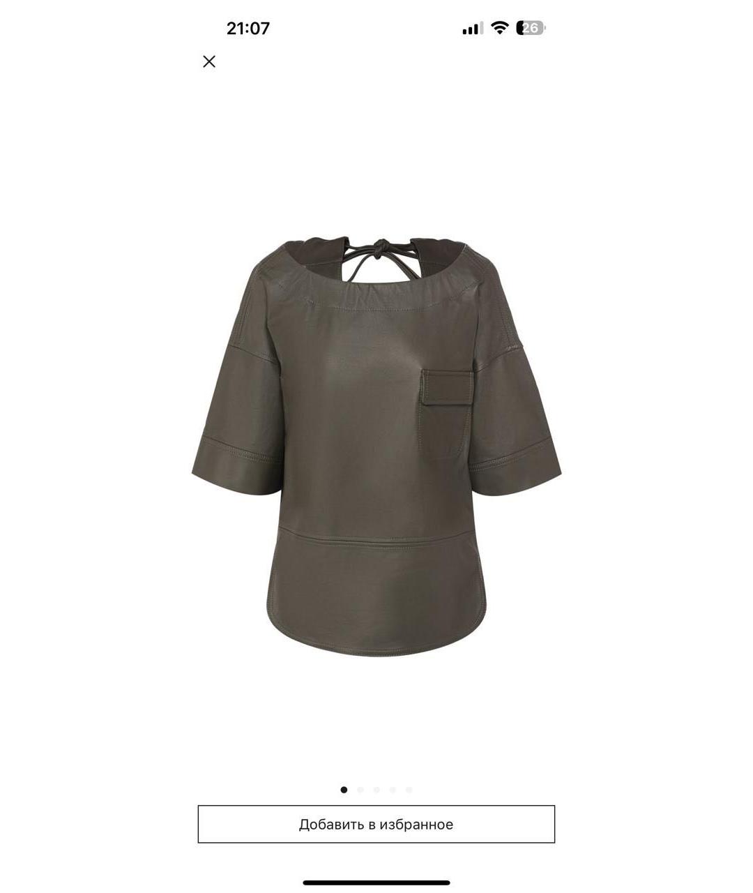 GOLDEN GOOSE DELUXE BRAND Зеленая кожаная блузы, фото 2