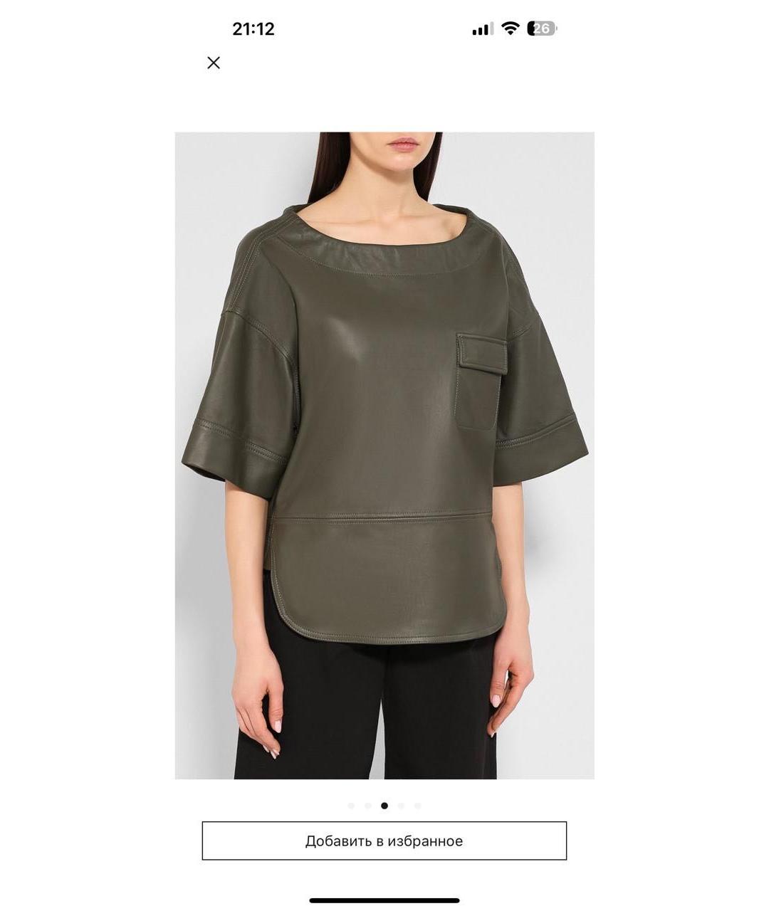 GOLDEN GOOSE DELUXE BRAND Зеленая кожаная блузы, фото 5