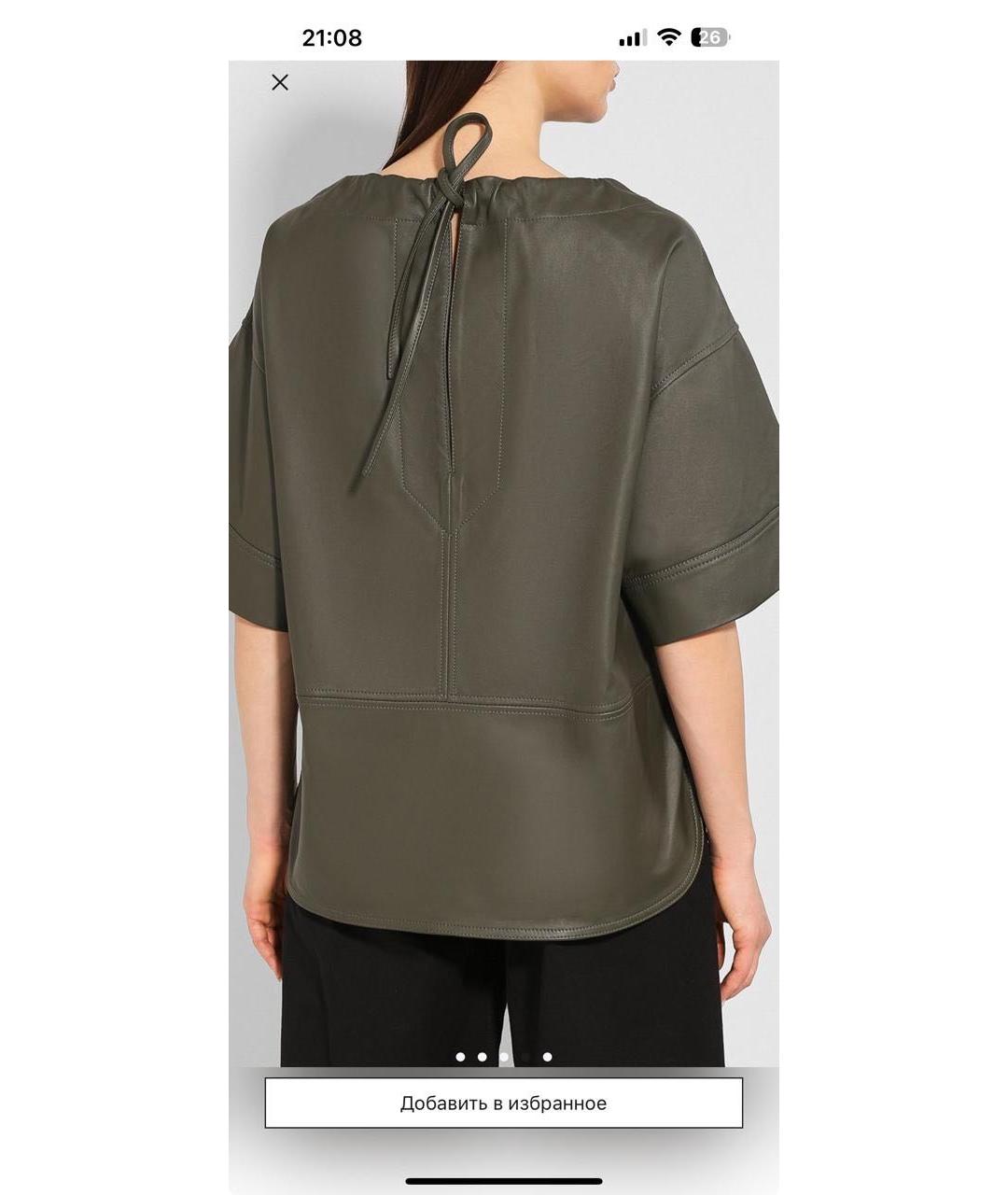 GOLDEN GOOSE DELUXE BRAND Зеленая кожаная блузы, фото 3
